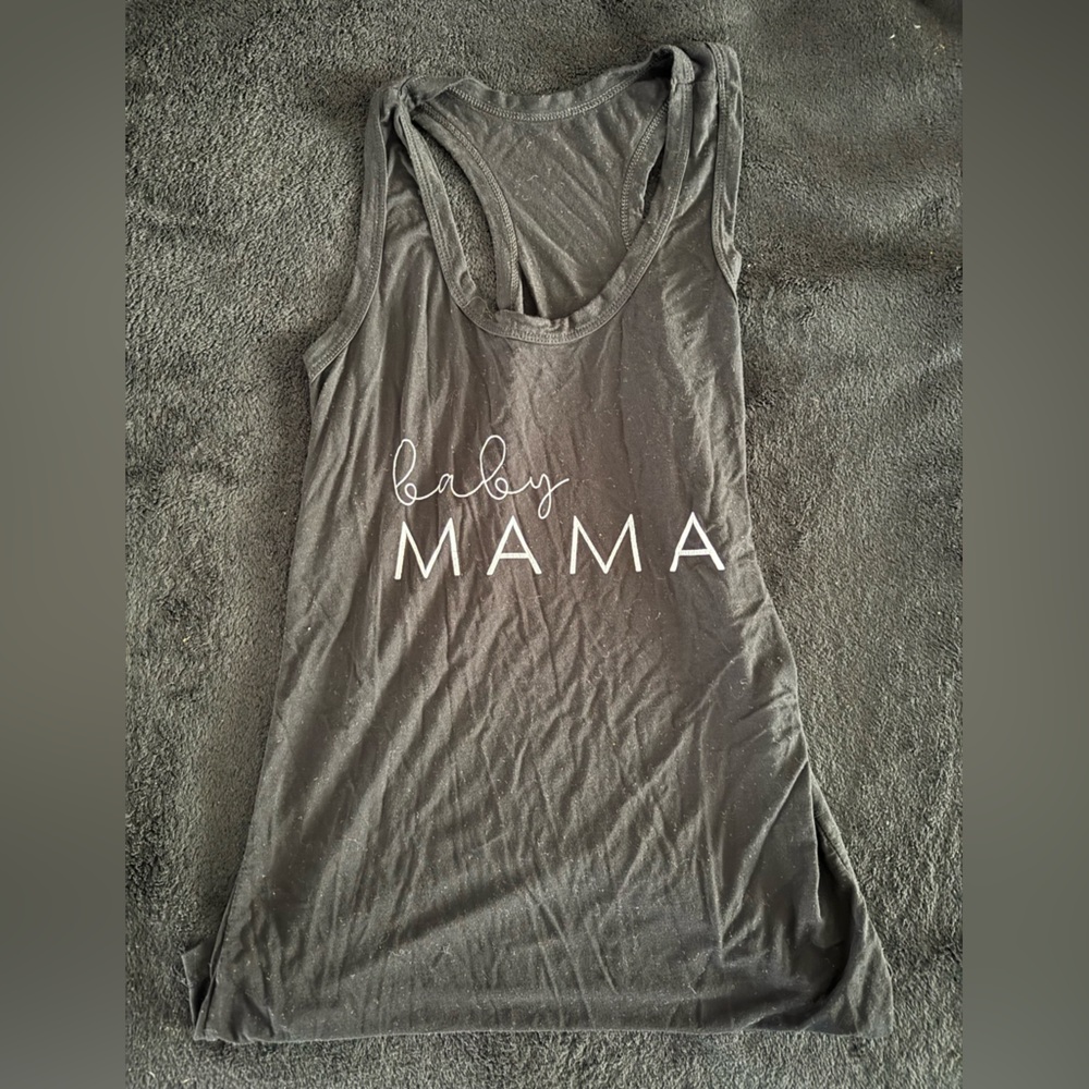 Black, loose Tank Top with 'Baby MAMA' Print